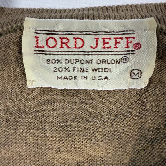 Vintage 80s Lord Jeff Men’s Medium Brown V-Neck Sweater Orlon Wool USA - Picture 5 of 7